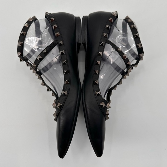 Valentino Garavani Noir Black Rockstud Cage Strappy Flats Size 39 FLAW - Picture 4 of 10